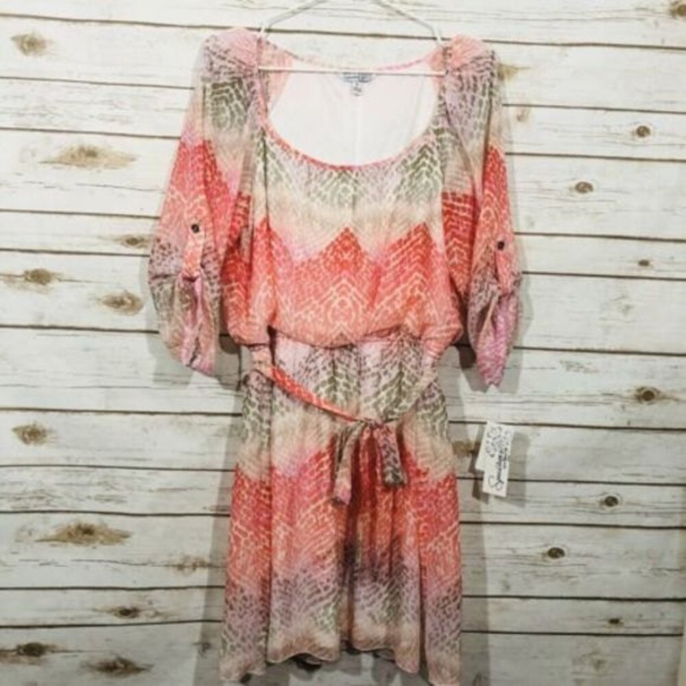 Speechless Multi Color Dress With Waist Tie Size L